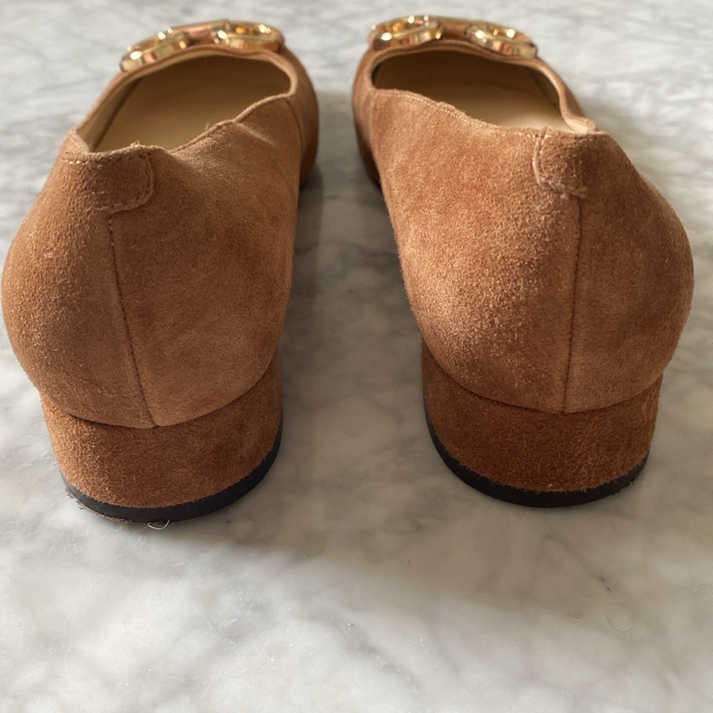 Nine West Women's Brown Suede Loafer/ Ballet Flat with Gold Accent Size 8 - Picture 10 of 16